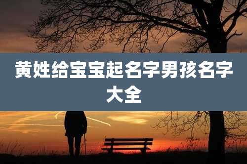 黄姓给宝宝起名字男孩名字大全
