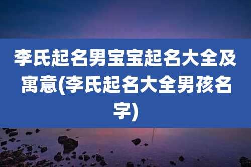 李氏起名男宝宝起名大全及寓意(李氏起名大全男孩名字)