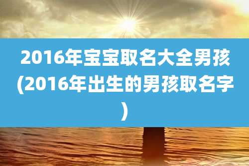 2016年宝宝取名大全男孩(2016年出生的男孩取名字)