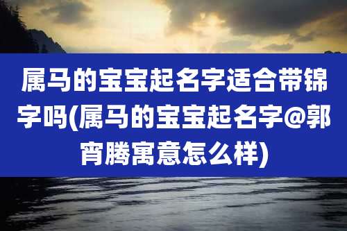 属马的宝宝起名字适合带锦字吗(属马的宝宝起名字@郭宵腾寓意怎么样)