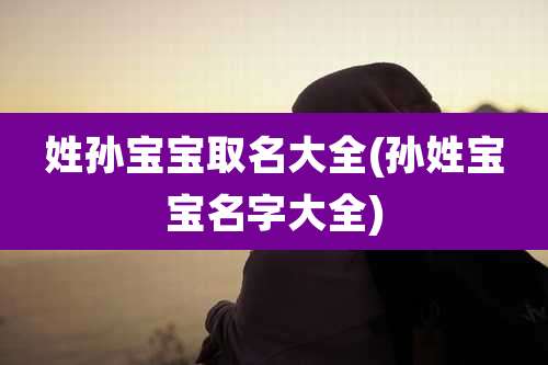 姓孙宝宝取名大全(孙姓宝宝名字大全)