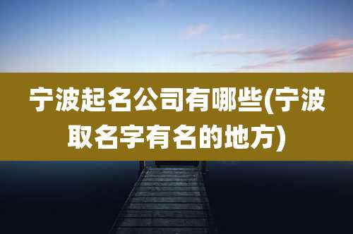 宁波起名公司有哪些(宁波取名字有名的地方)