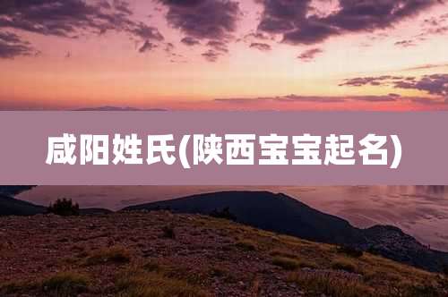 咸阳姓氏(陕西宝宝起名)