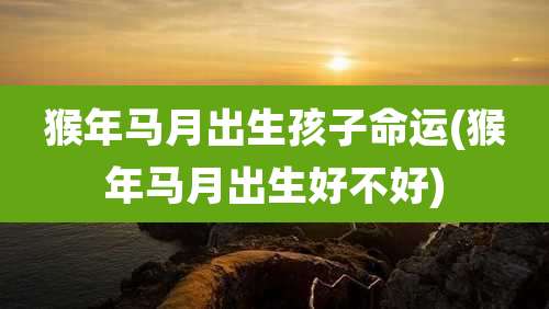 猴年马月出生孩子命运(猴年马月出生好不好)