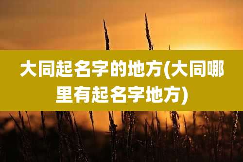 大同起名字的地方(大同哪里有起名字地方)