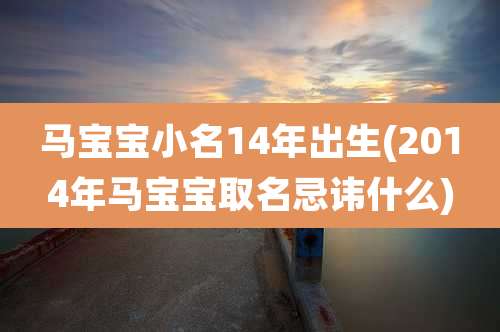 马宝宝小名14年出生(2014年马宝宝取名忌讳什么)