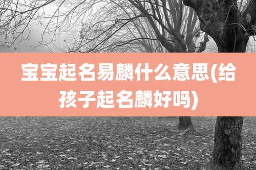 宝宝起名易麟什么意思(给孩子起名麟好吗)