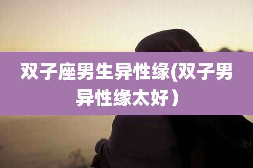 双子座男生异性缘(双子男异性缘太好)