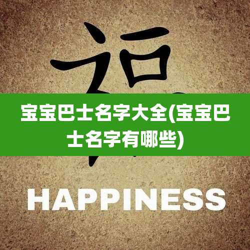 宝宝巴士名字大全(宝宝巴士名字有哪些)