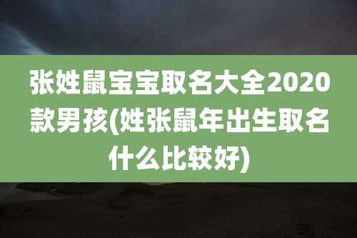张姓鼠宝宝取名大全2020款男孩(姓张鼠年出生取名什么比较好)