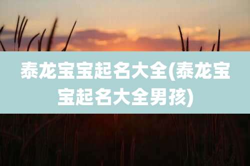 泰龙宝宝起名大全(泰龙宝宝起名大全男孩)