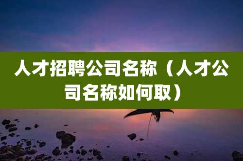 人才招聘公司名称（人才公司名称如何取）