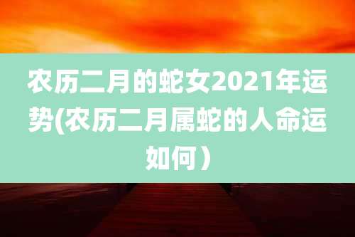 农历二月的蛇女2021年运势(农历二月属蛇的人命运如何）