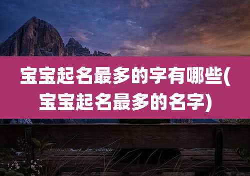 宝宝起名最多的字有哪些(宝宝起名最多的名字)