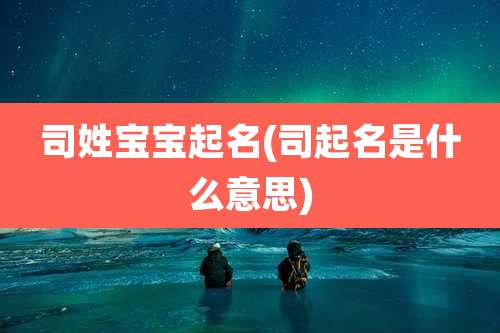 司姓宝宝起名(司起名是什么意思)