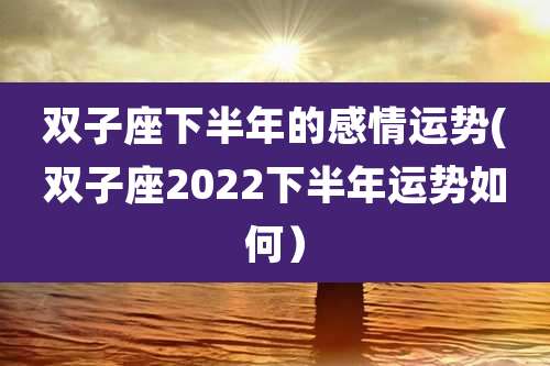 双子座下半年的感情运势(双子座2022下半年运势如何）