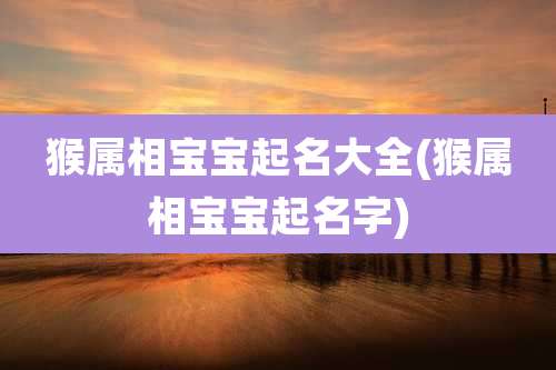 猴属相宝宝起名大全(猴属相宝宝起名字)