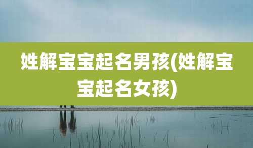 姓解宝宝起名男孩(姓解宝宝起名女孩)