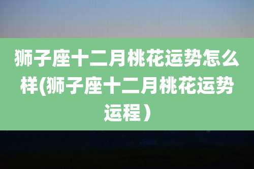 狮子座十二月桃花运势怎么样(狮子座十二月桃花运势运程)
