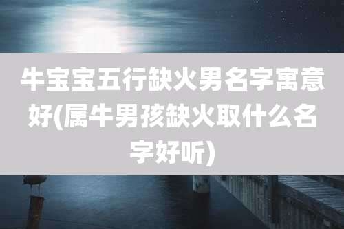 牛宝宝五行缺火男名字寓意好(属牛男孩缺火取什么名字好听)
