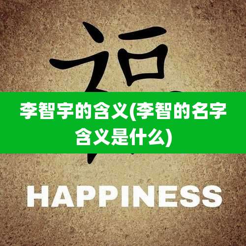 李智宇的含义(李智的名字含义是什么)