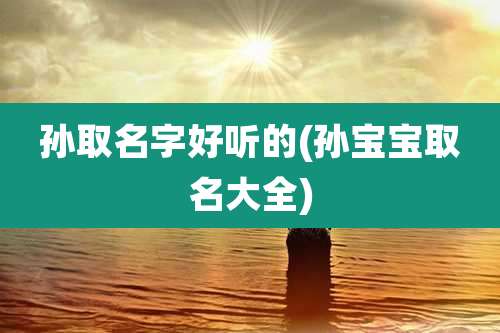 孙取名字好听的(孙宝宝取名大全)