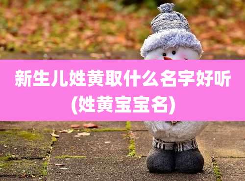 新生儿姓黄取什么名字好听(姓黄宝宝名)
