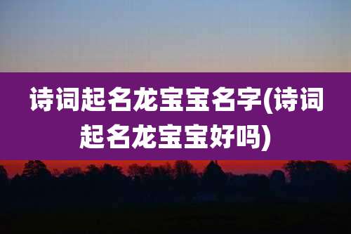 诗词起名龙宝宝名字(诗词起名龙宝宝好吗)