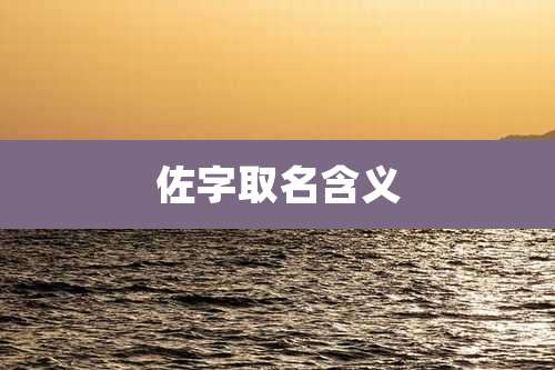 佐字取名含义