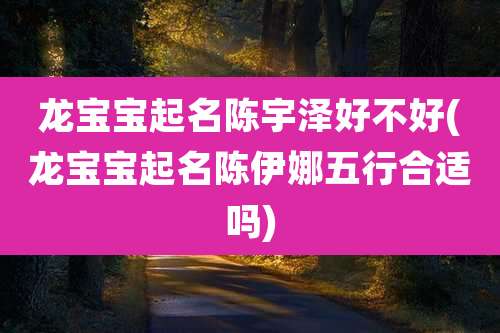 龙宝宝起名陈宇泽好不好(龙宝宝起名陈伊娜五行合适吗)