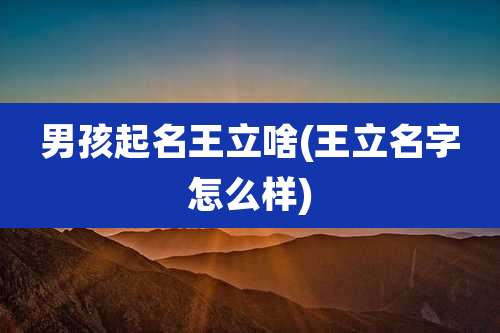 男孩起名王立啥(王立名字怎么样)