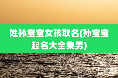 姓孙宝宝女孩取名(孙宝宝起名大全集男)