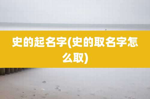 史的起名字(史的取名字怎么取)