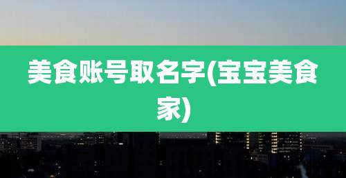 美食账号取名字(宝宝美食家)