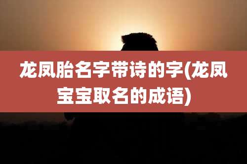 龙凤胎名字带诗的字(龙凤宝宝取名的成语)