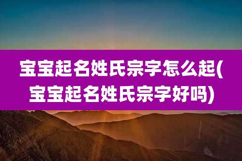 宝宝起名姓氏宗字怎么起(宝宝起名姓氏宗字好吗)