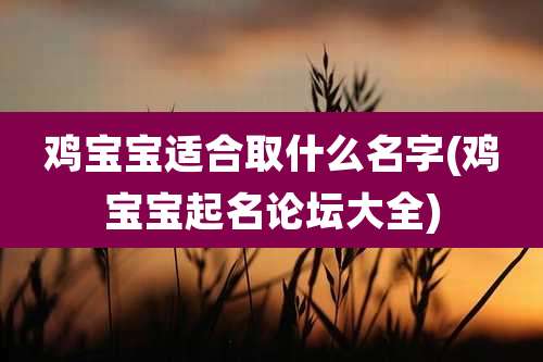 鸡宝宝适合取什么名字(鸡宝宝起名论坛大全)