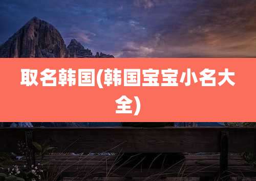 取名韩国(韩国宝宝小名大全)