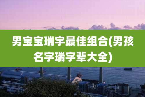 男宝宝瑞字最佳组合(男孩名字瑞字辈大全)