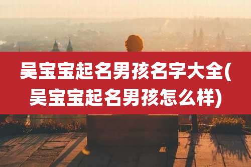 吴宝宝起名男孩名字大全(吴宝宝起名男孩怎么样)