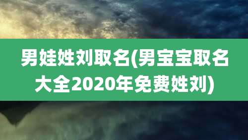 男娃姓刘取名(男宝宝取名大全2020年免费姓刘)