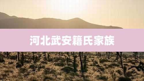 河北武安籍氏家族