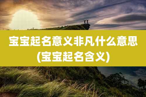 宝宝起名意义非凡什么意思(宝宝起名含义)