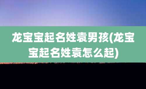 龙宝宝起名姓袁男孩(龙宝宝起名姓袁怎么起)