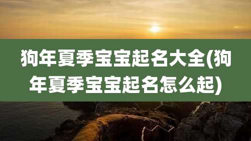 狗年夏季宝宝起名大全(狗年夏季宝宝起名怎么起)