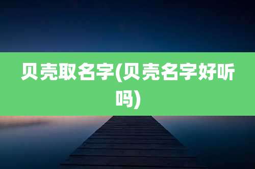 贝壳取名字(贝壳名字好听吗)