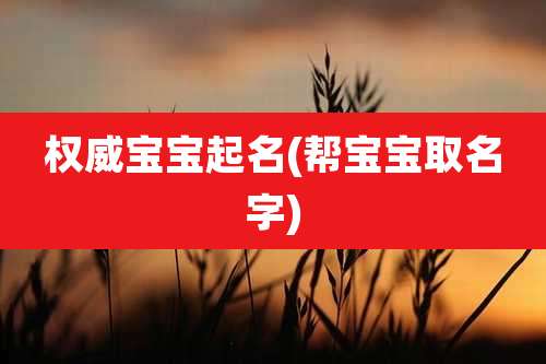 权威宝宝起名(帮宝宝取名字)