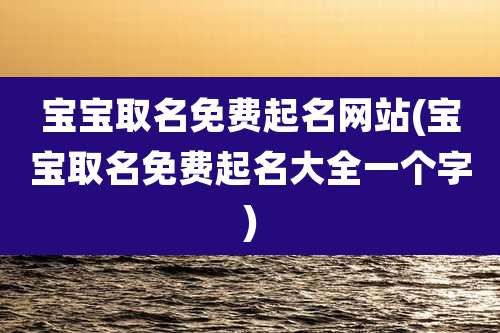 宝宝取名免费起名网站(宝宝取名免费起名大全一个字)