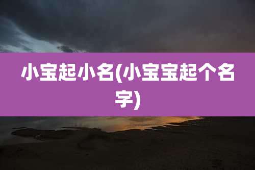小宝起小名(小宝宝起个名字)