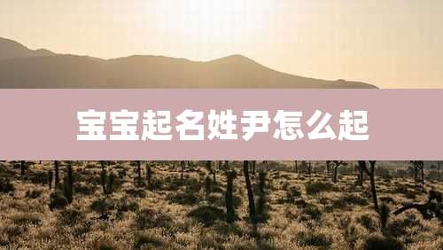 宝宝起名姓尹怎么起